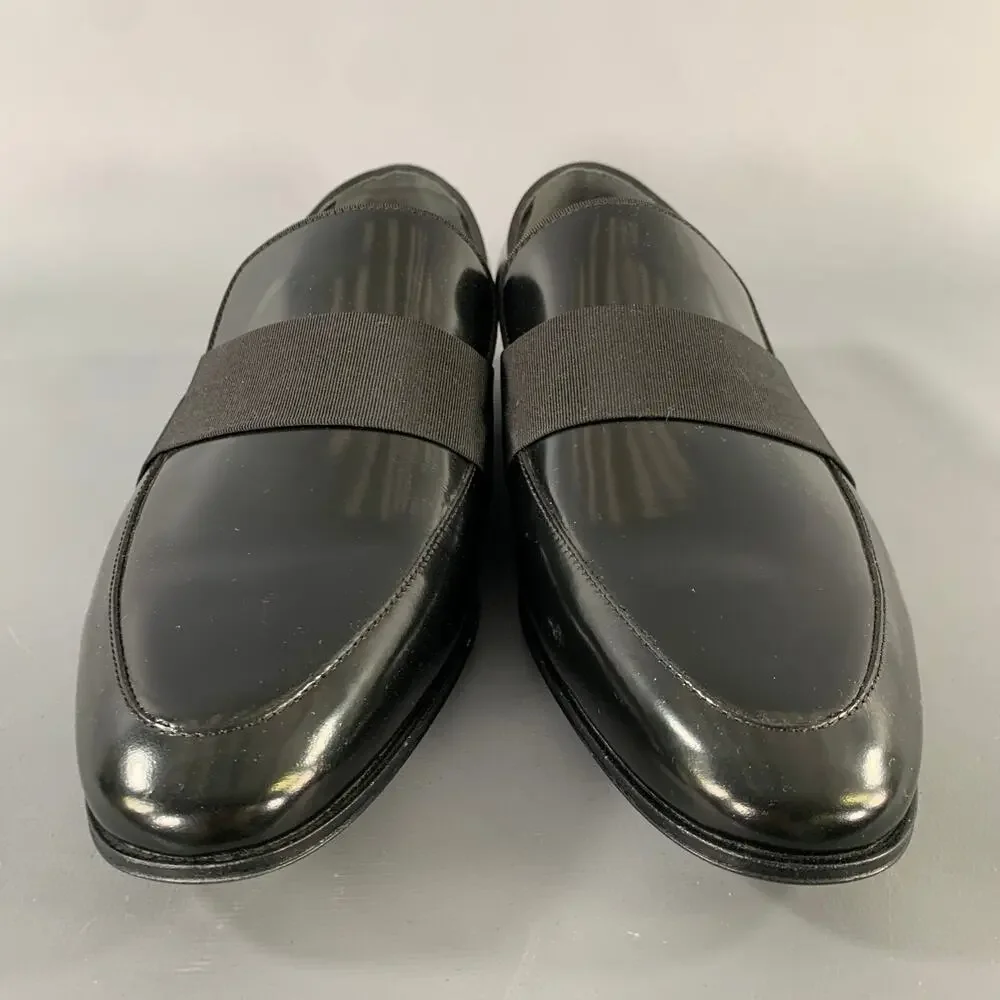 BURBERRY Size 7 Black Leather Slip On Loafers